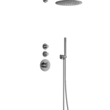 Regendouche set Inbouw Ribbed Deluxe Gunmetal 25cm stortdouche