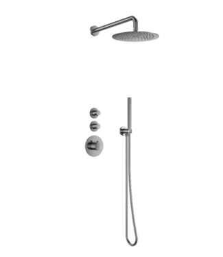 SANI-SUPPLY Regendouche set Inbouw Ribbed Deluxe Gunmetal 25cm stortdouche