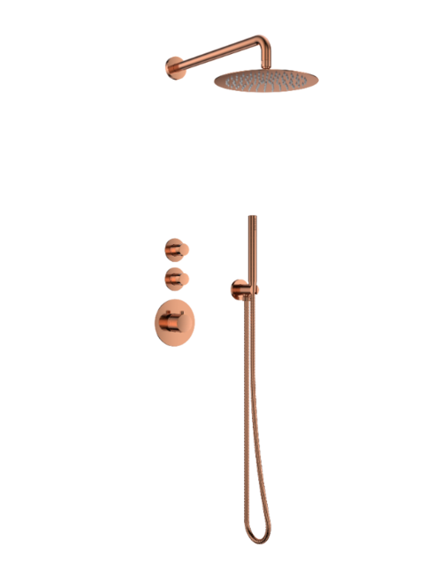 Regendouche set Inbouw Ribbed Deluxe Geborsteld Brons 25cm stortdouche