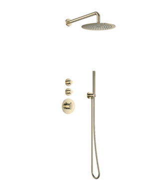 SANI-SUPPLY Regendouche set Inbouw Ribbed Deluxe Geborsteld Goud 25cm stortdouche