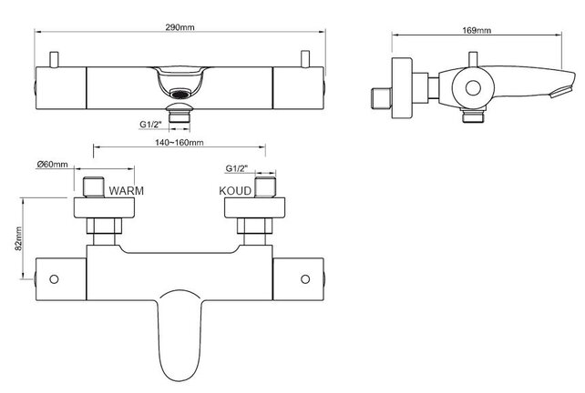 Wiesbaden Caral Thermostaatkraan bad Chroom -15-HoH- 29.3931