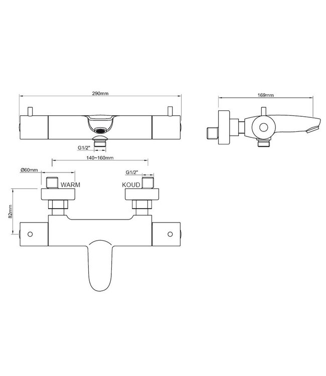 Wiesbaden Caral Thermostaatkraan bad Geborsteld Messing -15-HoH- 29.5931