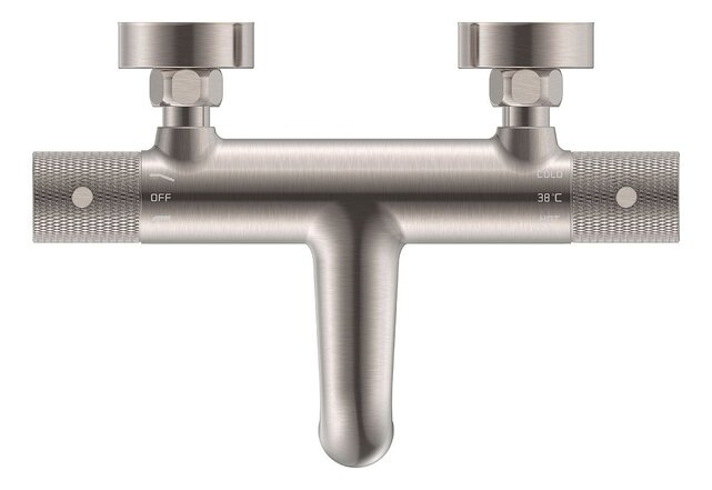 Wiesbaden Ribbd Thermostaatkraan bad Geborsteld Staal -15-HoH- 29.5361