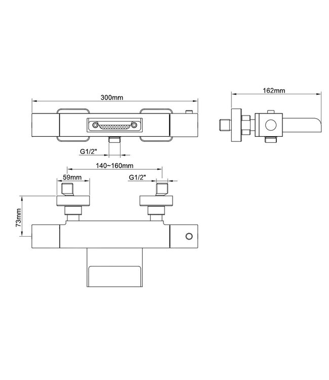 Wiesbaden Rombo Thermostaatkraan bad waterval Chroom -15-HoH-  29.3968