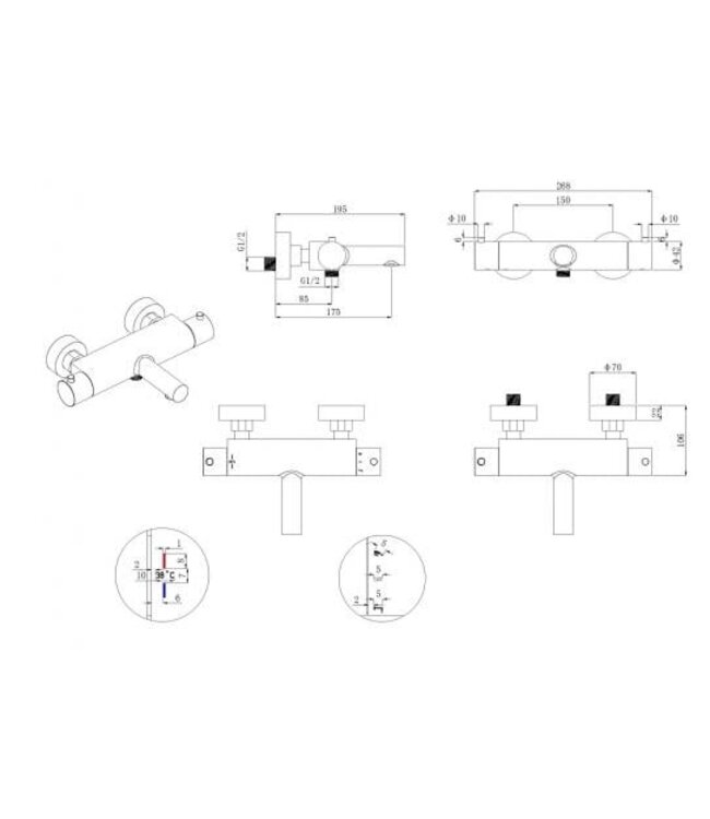 Wiesbaden Wiesbaden Style Cool Touch Thermostaatkraan bad Chroom -15-HoH- 29.1720