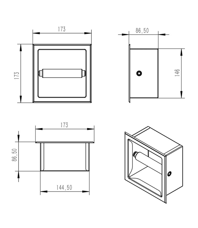 Wiesbaden Wiesbaden Inbouw toiletrolhouder Rocko + Reserverolhouder Geborsteld Messing - 33.2187