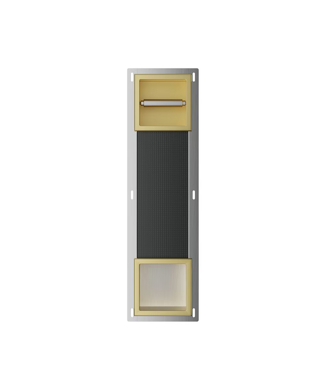 Wiesbaden Inbouw toiletrolhouder Rocko + Reserverolhouder Geborsteld Messing - 33.2187