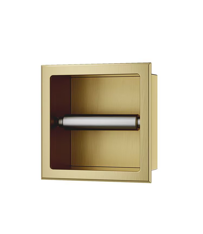 Wiesbaden Inbouw toiletrolhouder Rocko + Reserverolhouder Geborsteld Messing - 33.2187