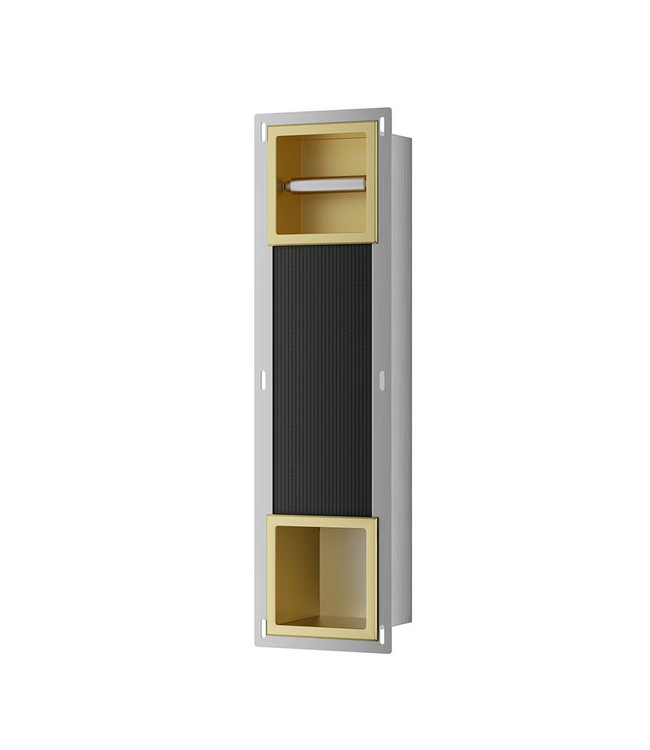 Wiesbaden Inbouw toiletrolhouder Rocko + Reserverolhouder Geborsteld Messing - 33.2187