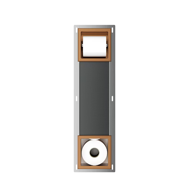 Wiesbaden Inbouw toiletrolhouder Rocko + Reserverolhouder Geborsteld Brons koper - 33.2188 Wiesbaden Inbouw toiletrolhouder Rocko + Reserverolhouder Geborsteld Brons koper - 33.2188