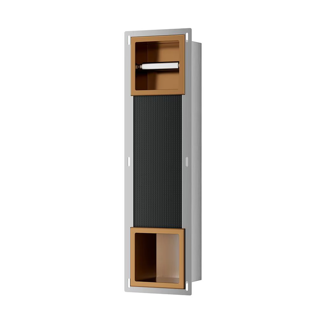 Wiesbaden Inbouw toiletrolhouder Rocko + Reserverolhouder Geborsteld Brons koper - 33.2188 Wiesbaden Inbouw toiletrolhouder Rocko + Reserverolhouder Geborsteld Brons koper - 33.2188