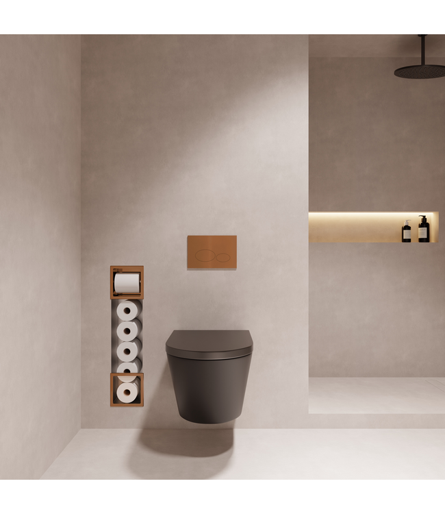 Wiesbaden Inbouw toiletrolhouder Rocko + Reserverolhouder Geborsteld Brons koper - 33.2188