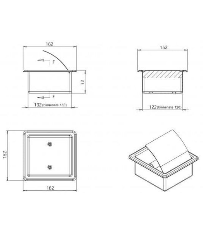 Wiesbaden Inbouw toiletrolhouder Rocko met klep RVS - 28.3911