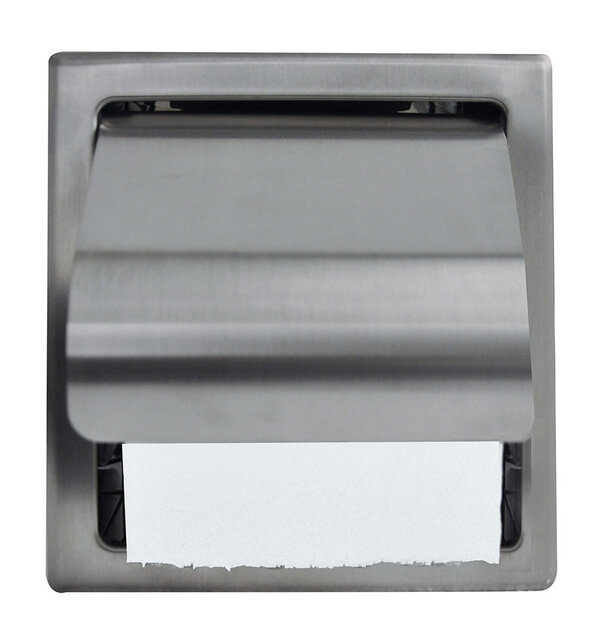 Wiesbaden Inbouw toiletrolhouder Rocko met klep RVS - 28.3911 Wiesbaden Inbouw toiletrolhouder Rocko met klep RVS - 28.3911