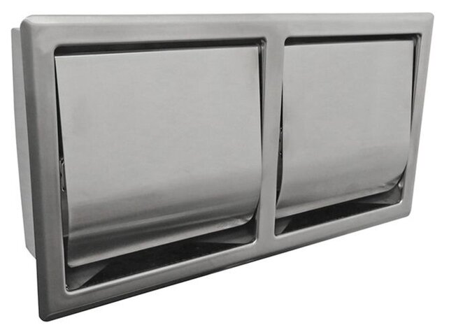 Wiesbaden Dubbele Inbouw toiletrolhouder Rocko met klep RVS - 24.3845