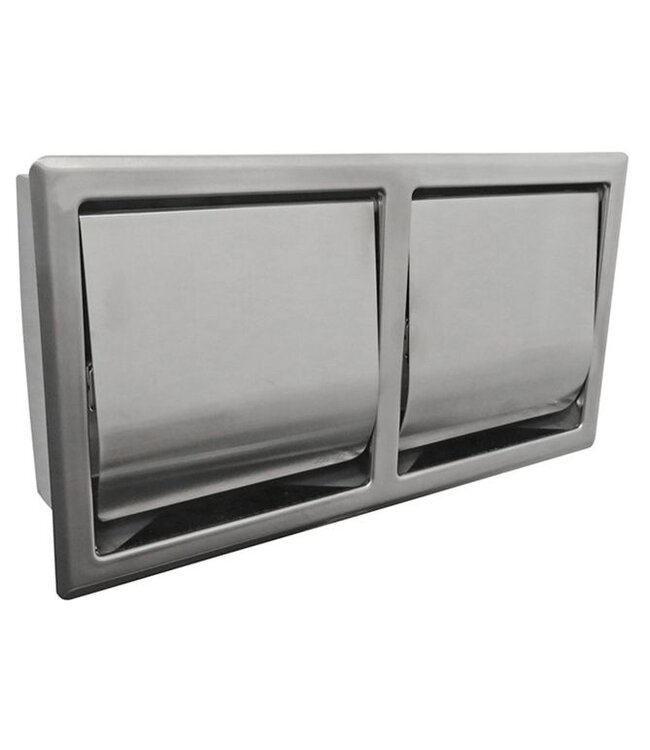 Wiesbaden Dubbele Inbouw toiletrolhouder Rocko met klep RVS - 24.3845