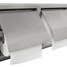 Wiesbaden Dubbele Inbouw toiletrolhouder Rocko met klep RVS - 24.3845