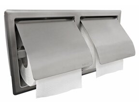 Wiesbaden Dubbele Inbouw toiletrolhouder Rocko met klep RVS - 24.3845