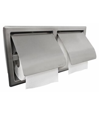 Wiesbaden Wiesbaden Dubbele Inbouw toiletrolhouder Rocko met klep RVS - 24.3845