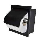 Wiesbaden Inbouw toiletrolhouder met Klep Rocko + Reserverolhouder Mat Zwart - 33.2158