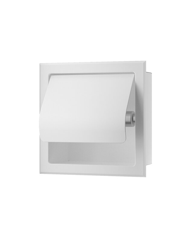Wiesbaden Inbouw toiletrolhouder met Klep Rocko + Reserverolhouder Mat Wit - 33.2157