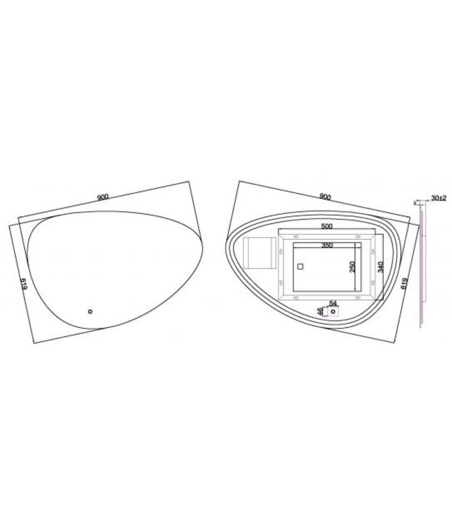Badkamerspiegel Uovo 90cm - Dimbaar led met touch - Spiegelverwarming - 38.4165