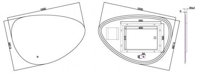 Badkamerspiegel Uovo 100cm - Dimbaar led met touch - Spiegelverwarming - 38.4166