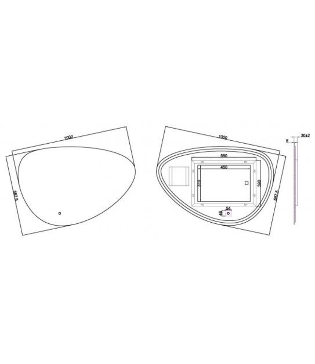 Wiesbaden Badkamerspiegel Uovo 100cm - Dimbaar led met touch - Spiegelverwarming - 38.4166