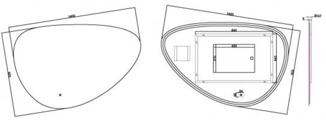 Badkamerspiegel Uovo 140cm - Dimbaar led met touch - Spiegelverwarming - 38.4168