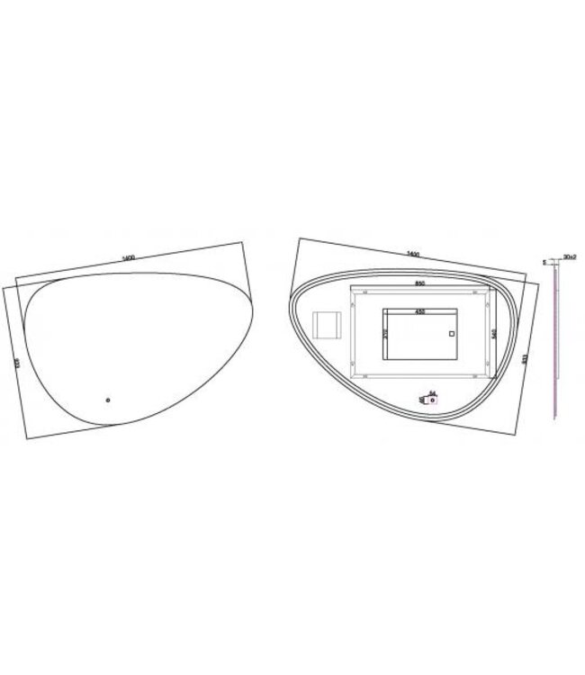 Badkamerspiegel Uovo 140cm - Dimbaar led met touch - Spiegelverwarming - 38.4168