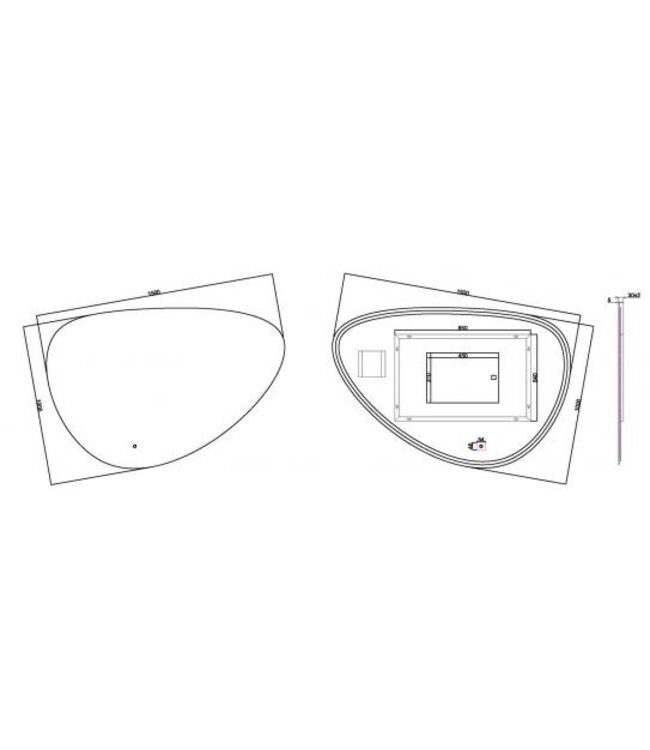 Badkamerspiegel Uovo 150cm - Dimbaar led met touch - Spiegelverwarming - 38.4169
