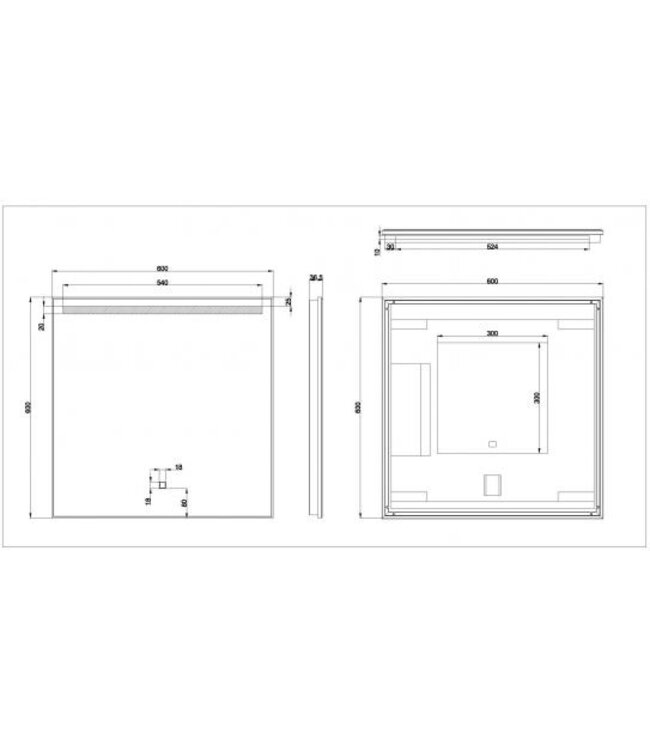Badkamerspiegel Ambi One 60x60 cm - Dimbaar Led met Spiegelverwarming - 38.4120