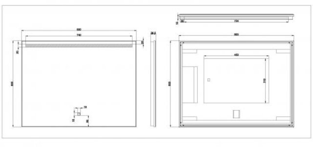 Badkamerspiegel Ambi One 80x60 cm - Dimbaar Led met Spiegelverwarming - 38.4121