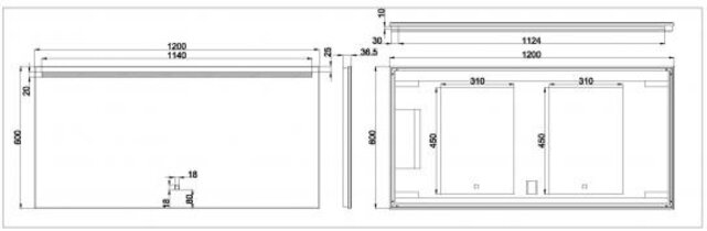 Badkamerspiegel Ambi One 120x60 cm - Dimbaar Led met Spiegelverwarming - 38.4123