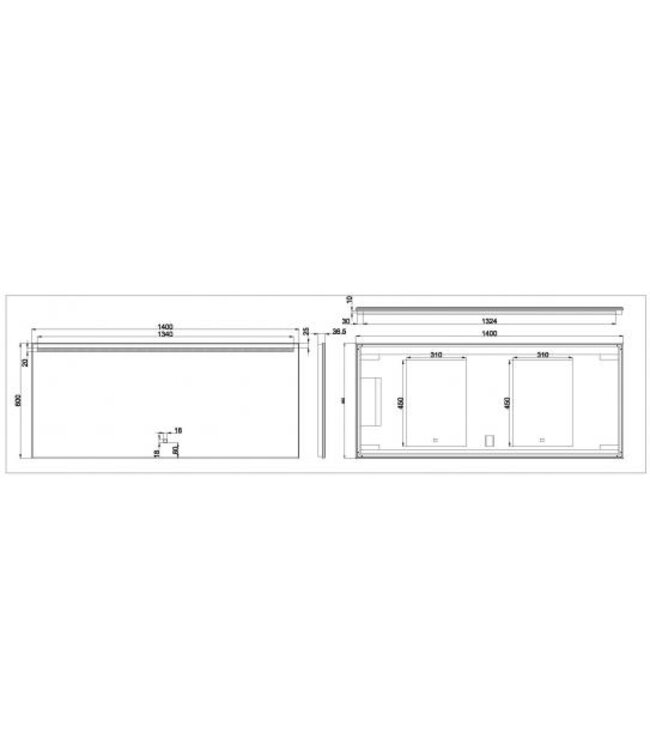 Badkamerspiegel Ambi One 140x60 cm - Dimbaar Led met Spiegelverwarming - 38.4125