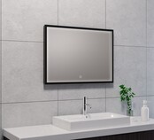 Wiesbaden Badkamerspiegel Avi Mat Zwart 70x50 cm - Dimbaar Led met Spiegelverwarming - 38.4190
