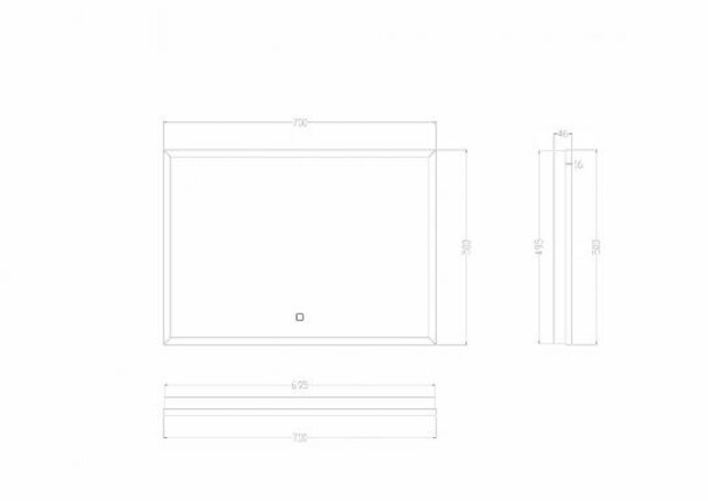 Wiesbaden Badkamerspiegel Avi Mat Zwart 70x50 cm - Dimbaar Led met Spiegelverwarming - 38.4190