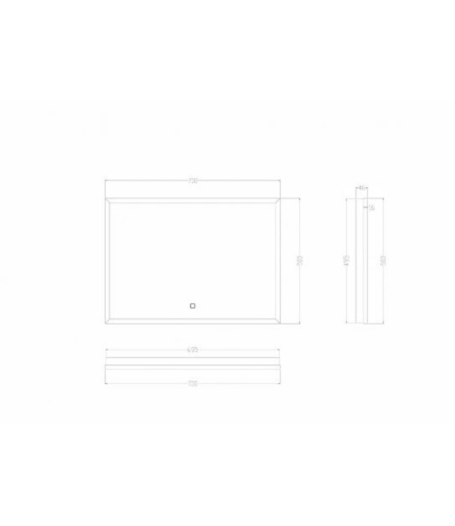 Wiesbaden Badkamerspiegel Avi Mat Zwart 70x50 cm - Dimbaar Led met Spiegelverwarming - 38.4190