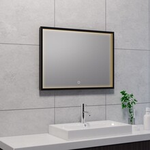Wiesbaden Badkamerspiegel Avi Mat Zwart 70x50 cm - Dimbaar Led met Spiegelverwarming - 38.4190