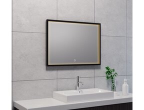 Wiesbaden Badkamerspiegel Avi Mat Zwart 70x50 cm - Dimbaar Led met Spiegelverwarming - 38.4190