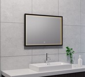 Wiesbaden Badkamerspiegel Avi Mat Zwart 80x60 cm - Dimbaar Led met Spiegelverwarming - 38.4191 Wiesbaden Badkamerspiegel Avi Mat Zwart 80x60 cm - Dimbaar Led met Spiegelverwarming - 38.4191