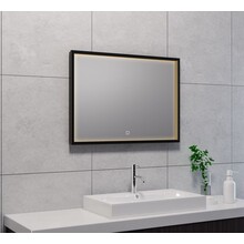 Wiesbaden Badkamerspiegel Avi Mat Zwart 80x60 cm - Dimbaar Led met Spiegelverwarming - 38.4191