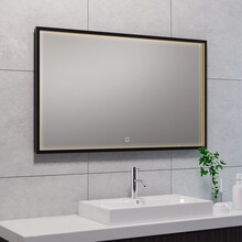 Wiesbaden Badkamerspiegel Avi Mat Zwart 100x60 cm - Dimbaar Led met Spiegelverwarming - 38.4192