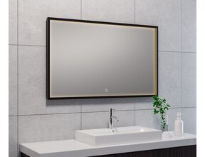Wiesbaden Badkamerspiegel Avi Mat Zwart 100x60 cm - Dimbaar Led met Spiegelverwarming - 38.4192