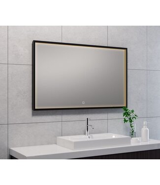 Wiesbaden Wiesbaden Badkamerspiegel Avi Mat Zwart 100x60 cm - Dimbaar Led met Spiegelverwarming - 38.4192