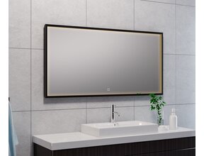 Wiesbaden Badkamerspiegel Avi Mat Zwart 120x60 cm - Dimbaar Led met Spiegelverwarming - 38.4193