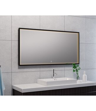 Wiesbaden Wiesbaden Badkamerspiegel Avi Mat Zwart 120x60 cm - Dimbaar Led met Spiegelverwarming - 38.4193