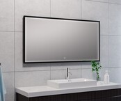 Wiesbaden Badkamerspiegel Avi Mat Zwart 120x60 cm - Dimbaar Led met Spiegelverwarming - 38.4193