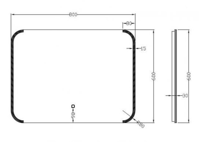 Wiesbaden Badkamerspiegel Bracket 80x60 cm - Dimbaar Led met Spiegelverwarming - 38.3780