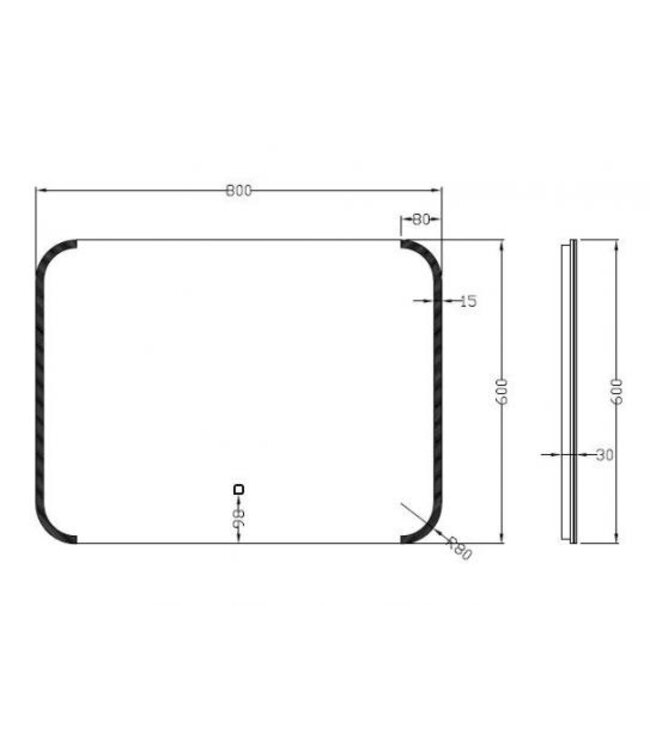 Wiesbaden Badkamerspiegel Bracket 80x60 cm - Dimbaar Led met Spiegelverwarming - 38.3780
